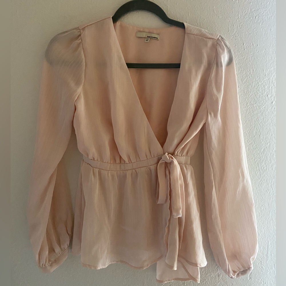 June & Hudson Nordstrom Pink Wrap Top Size XS